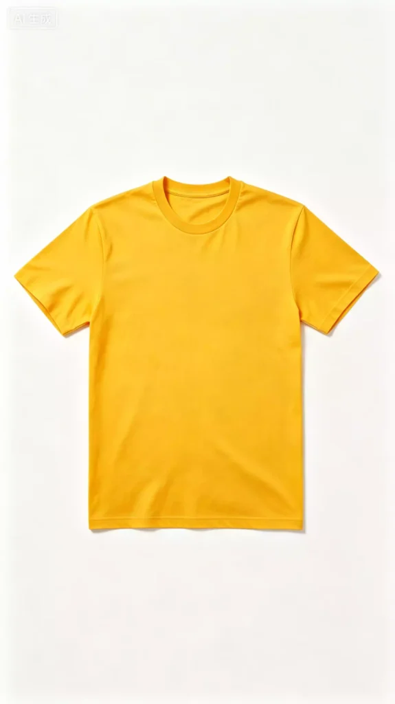 A plain yellow crew-neck short-sleeve t-shirt displayed flat.