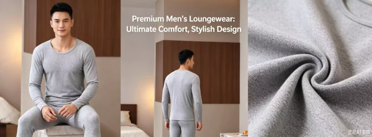 Comprehensive view of men's grey loungewear thermal set, highlighting premium comfort and fabric texture.
